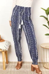 Geometric Print Tassel High-Rise Pants with Pockets - Urban Style